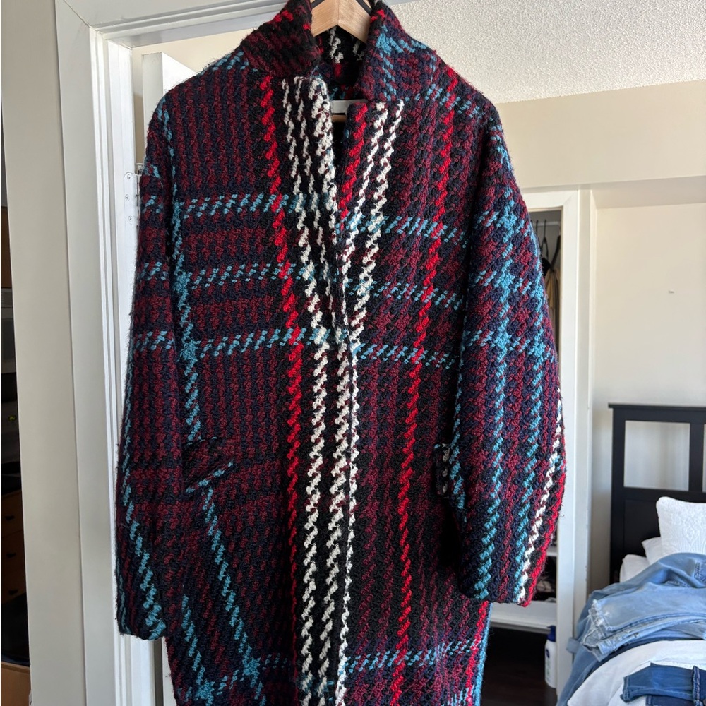 Stylish Plaid Women’s Coat - Red, Blue, Black